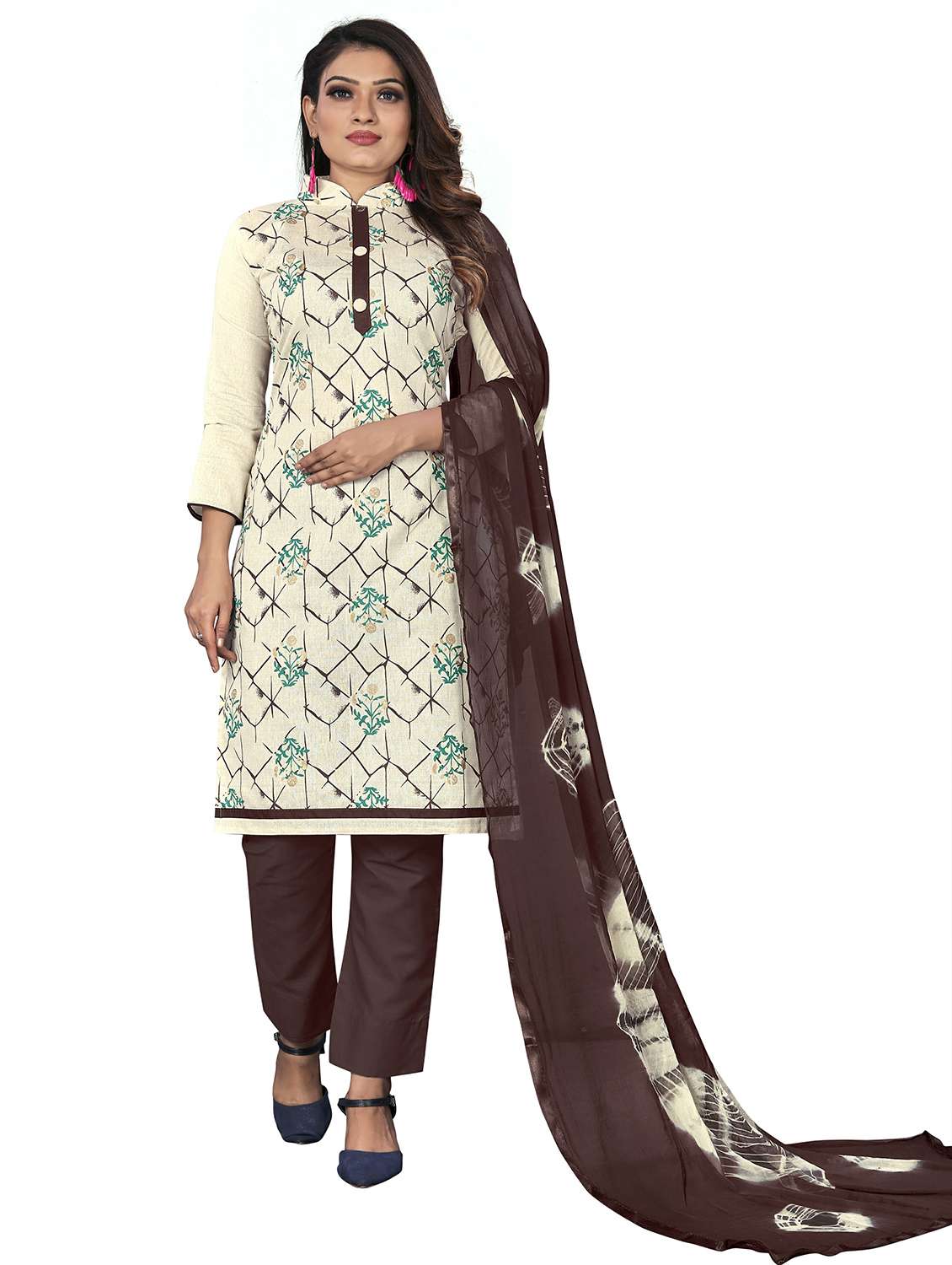 women printed unstitched suit set