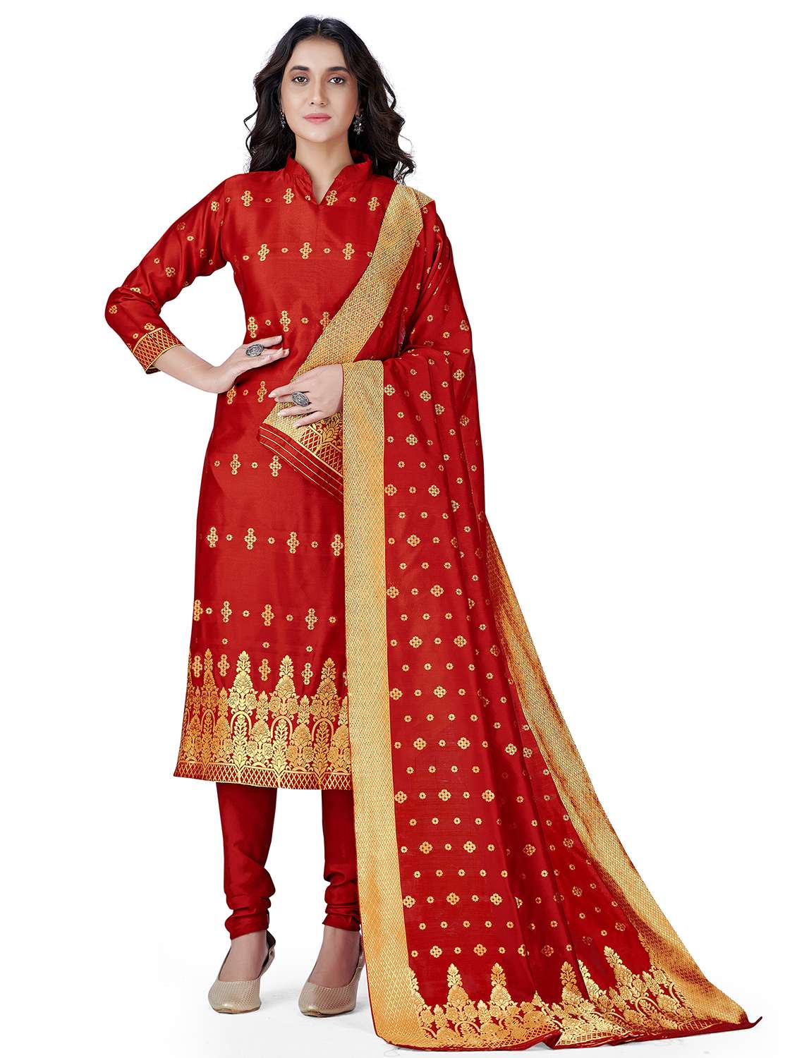 women self design unstitched suit set