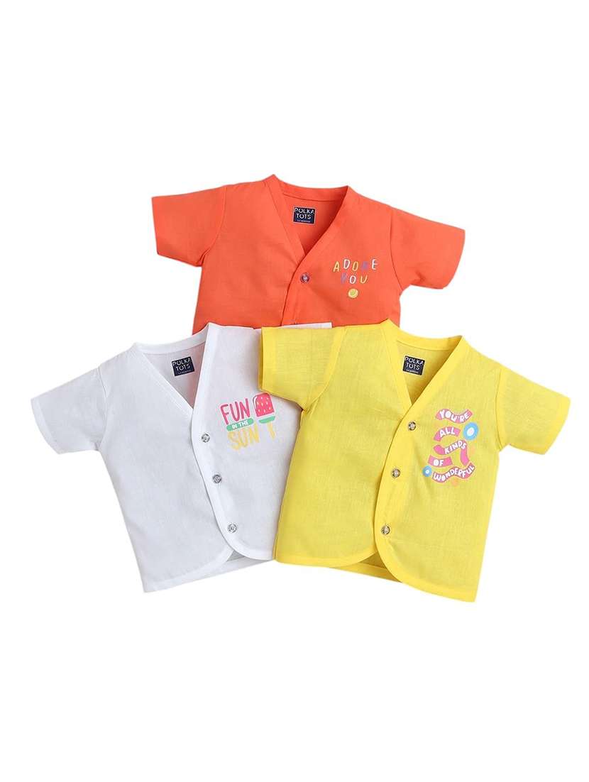 kids pack of 3 printed short sleeve jhabla