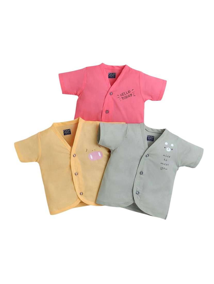 kids pack of 3 printed short sleeve jhabla