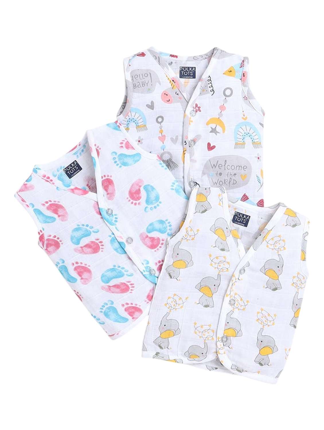 kids pack of 3 printed sleeveless jhabla