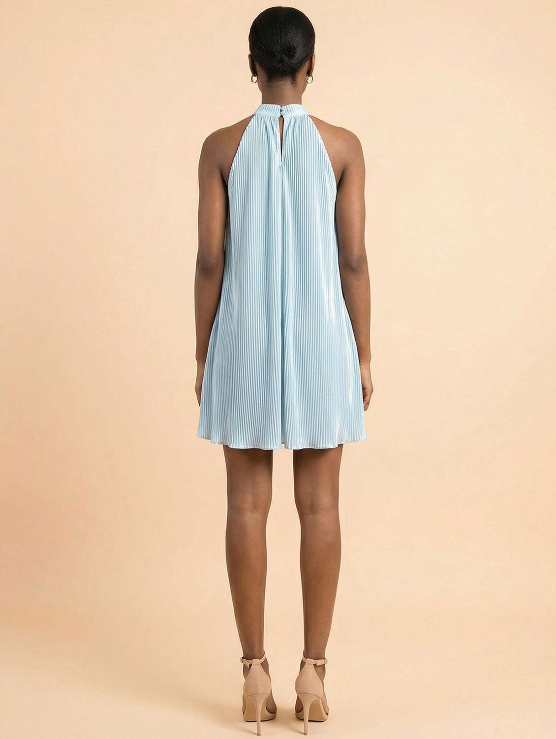women solid halter neck sleeveless a-line dress - 22397376 -  Standard Image - 5