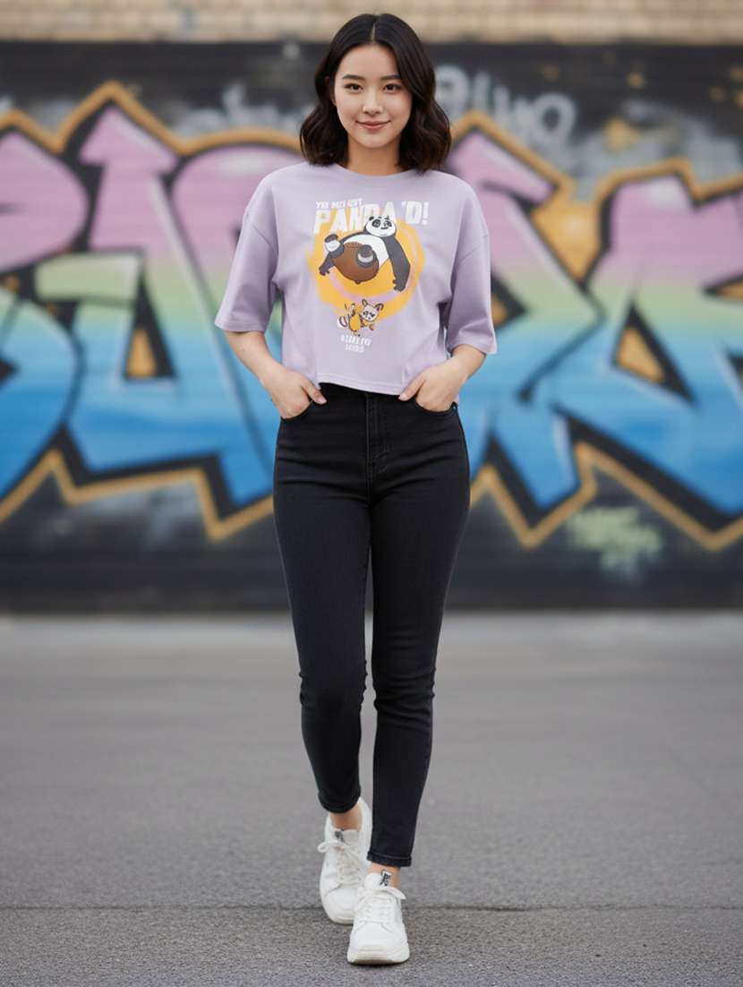 women printed short sleeve crop t-shirt - 22397442 -  Standard Image - 3
