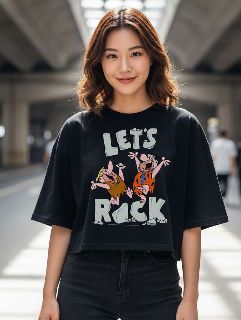 women printed short sleeve crop t-shirt