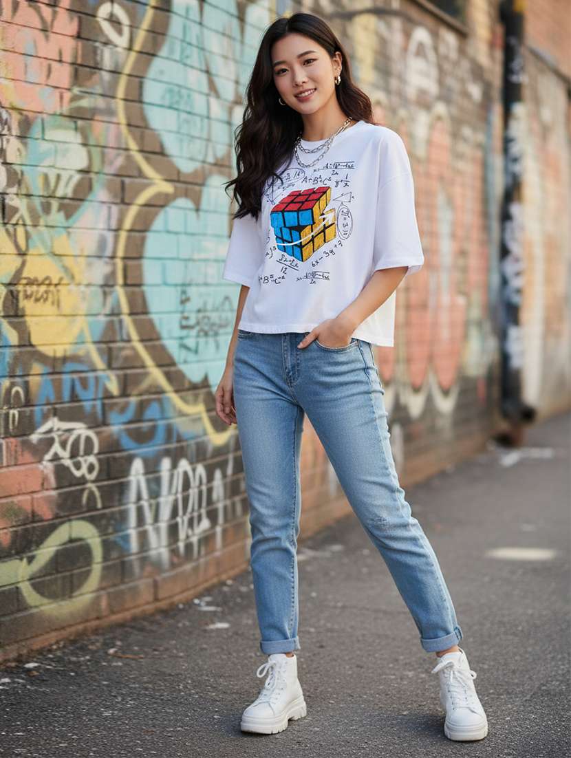 women printed short sleeve crop t-shirt - 22397449 -  Standard Image - 3