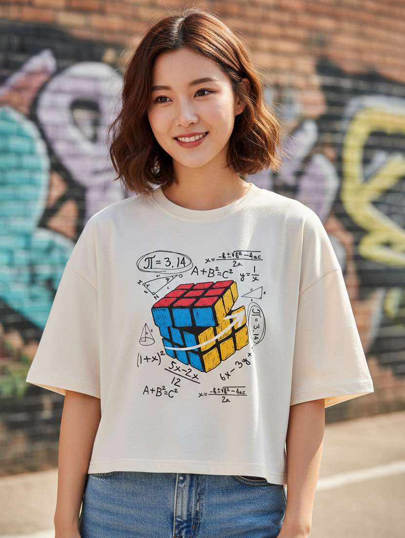 women printed short sleeve crop t-shirt