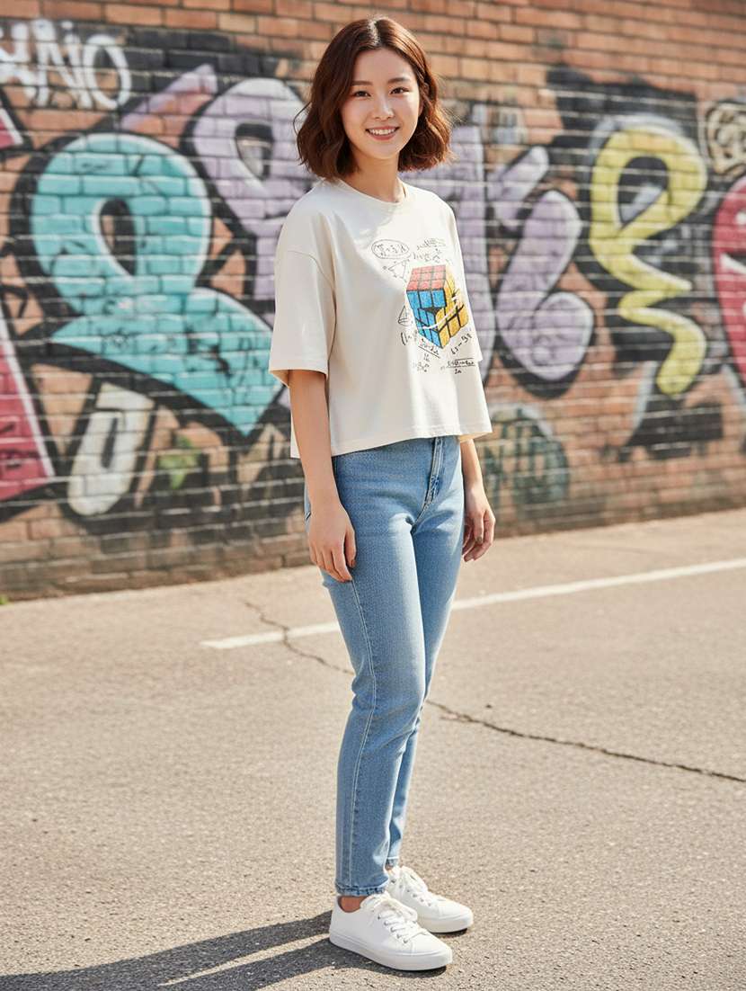 women printed short sleeve crop t-shirt - 22397450 -  Standard Image - 3