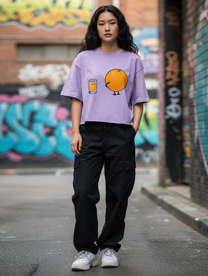 women printed short sleeve crop t-shirt - 22397455 -  Standard Image - 3