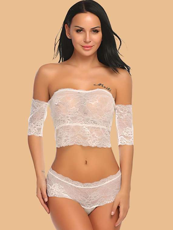 women self designed lace bra and panty set