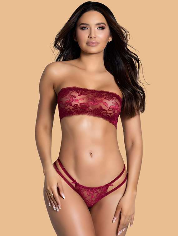 women self designed lace bra and panty set