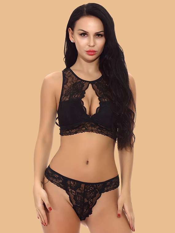 women self designed lace bra and panty set