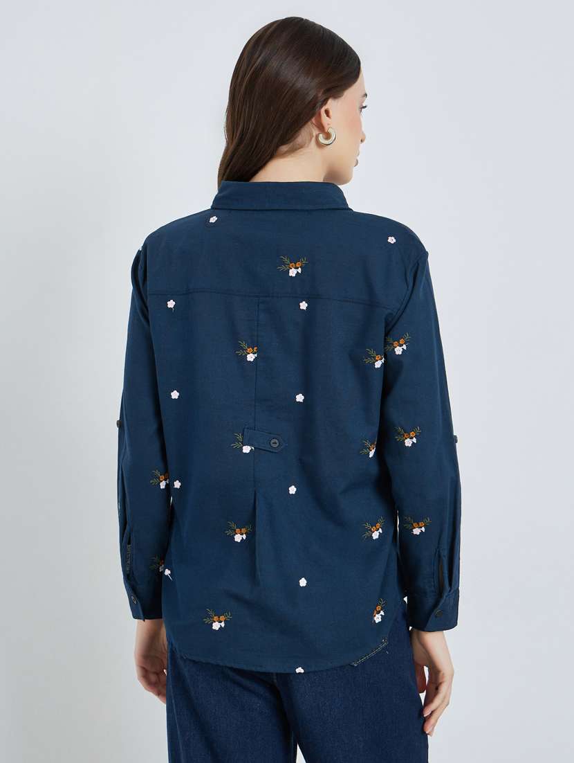 women embroidered collared long sleeve shirt - 22397804 -  Standard Image - 3