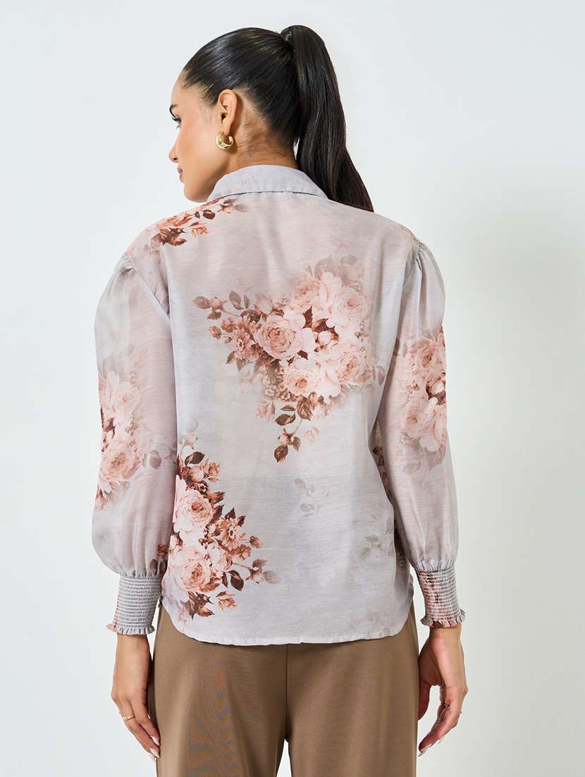 women floral print collared long sleeve shirt - 22397811 -  Standard Image - 3