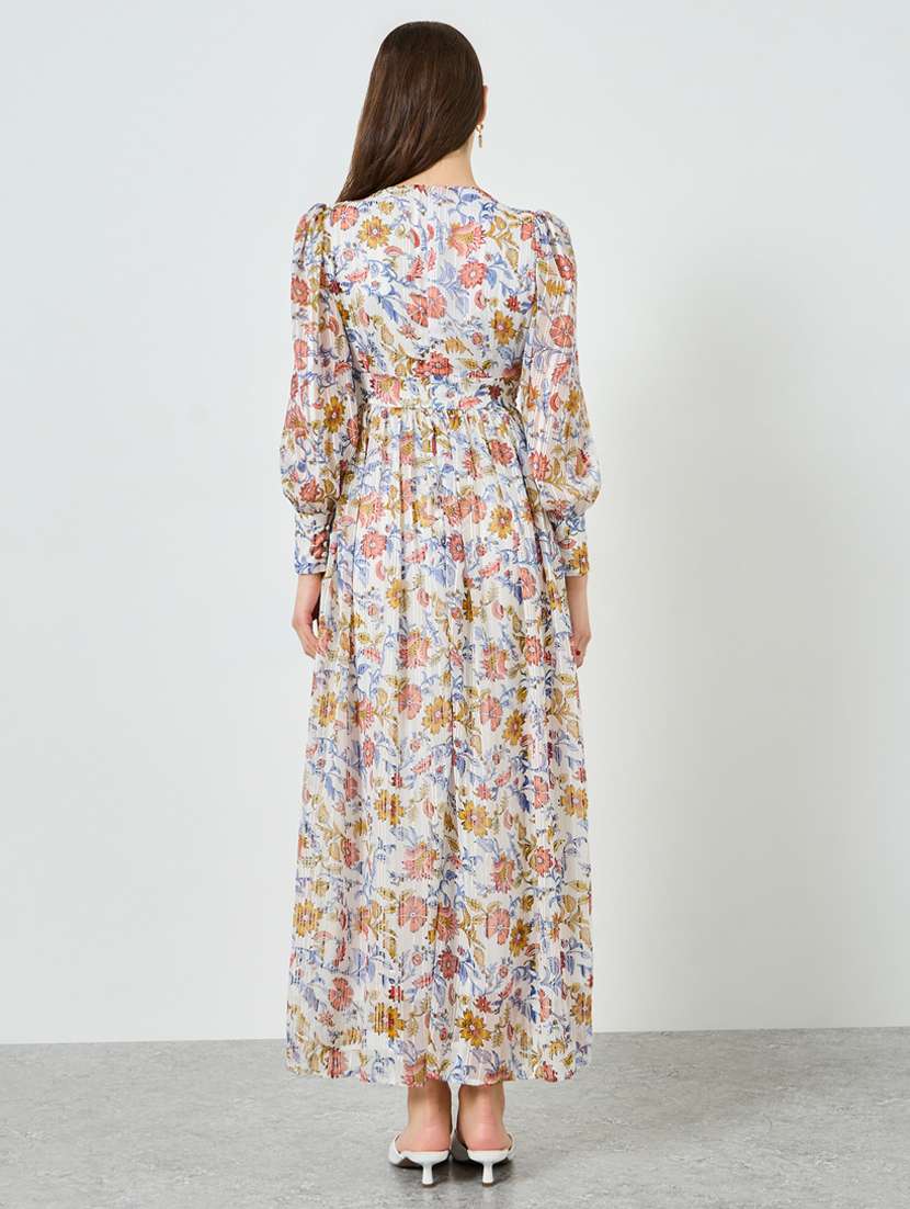 women floral print puff sleeve a-line dress - 22397818 -  Standard Image - 3