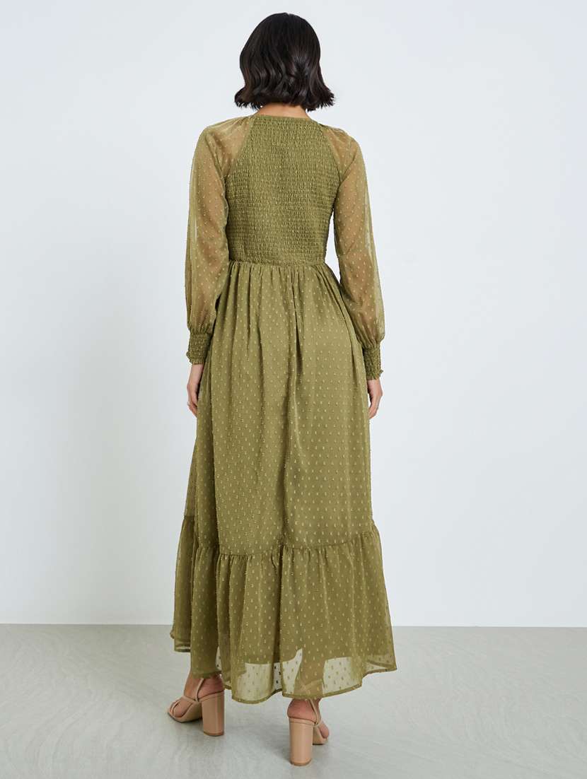 women self designed bishop sleeve tiered dress - 22397819 -  Standard Image - 3