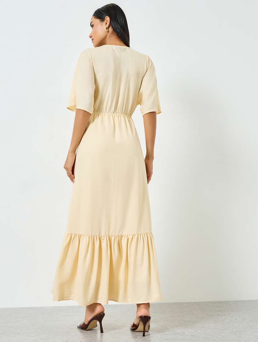 women solid short sleeve tiered dress - 22397833 -  Standard Image - 3