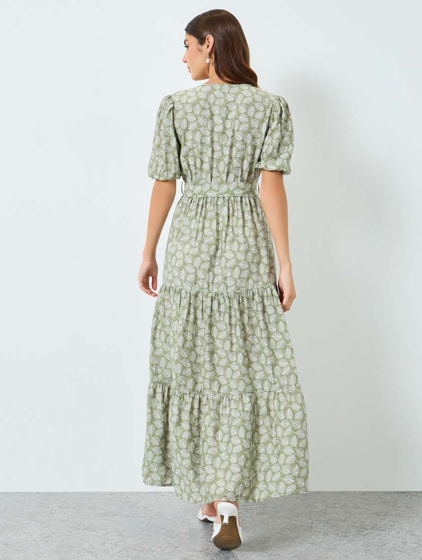 women printed puff sleeve tiered dress - 22397835 -  Standard Image - 3