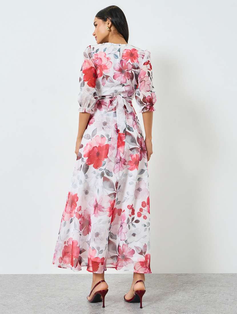 women floral print puff sleeve a-line dress - 22397864 -  Standard Image - 3