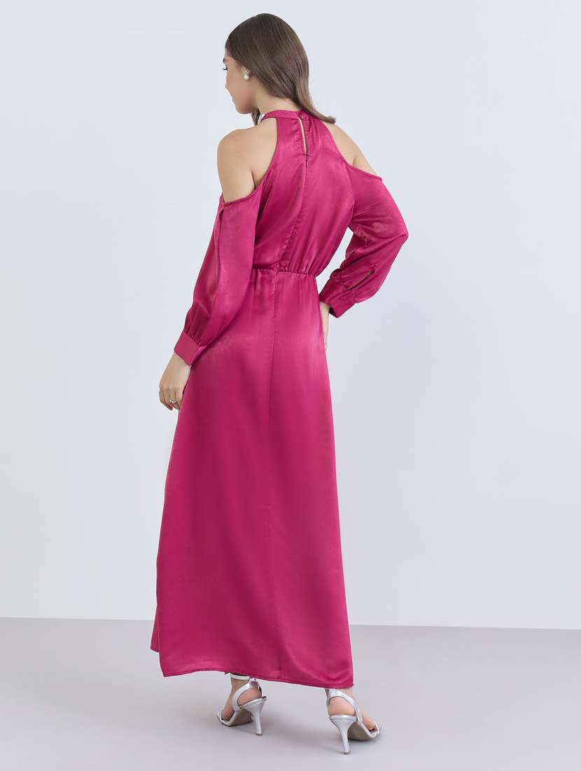 women embbelished neck cold shoulder a-line dress - 22397879 -  Standard Image - 3