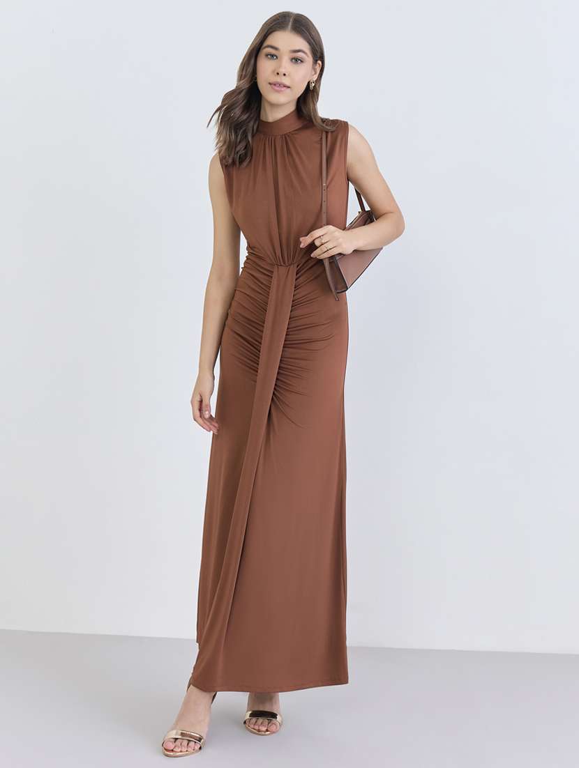 women solid sleeveless bodycon dress