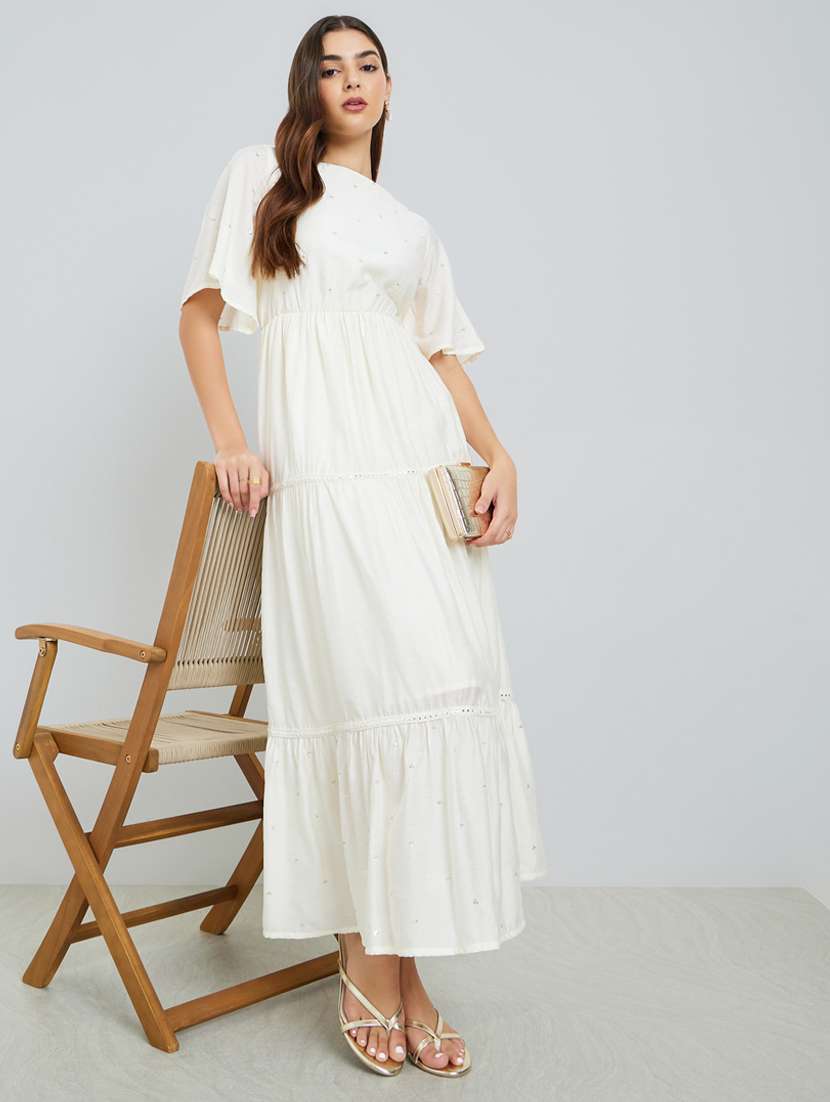 women embellished puff sleeve tiered dress - 22397884 -  Standard Image - 3