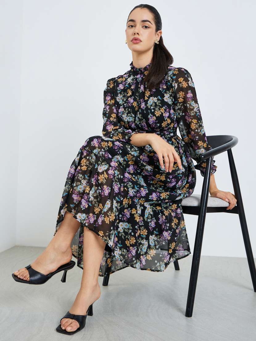 women floral print puff sleeve tiered dress - 22397890 -  Standard Image - 3