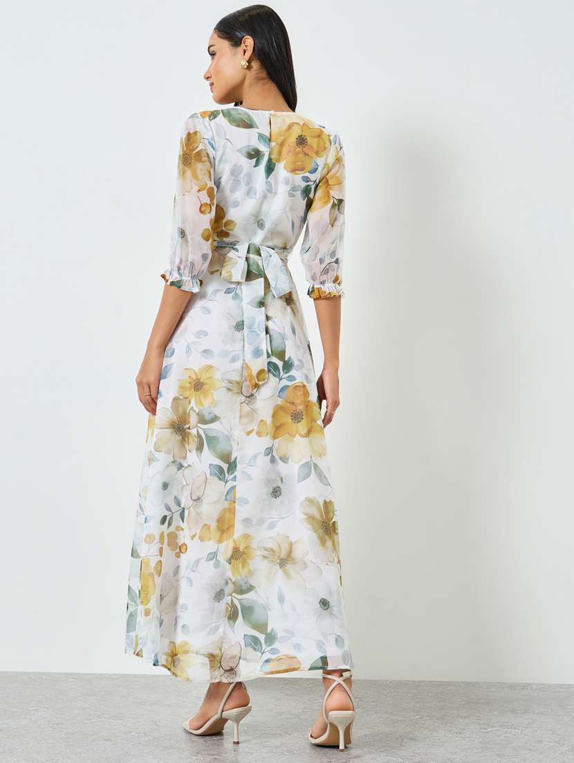 women floral print puff sleeve a-line dress - 22397891 -  Standard Image - 3