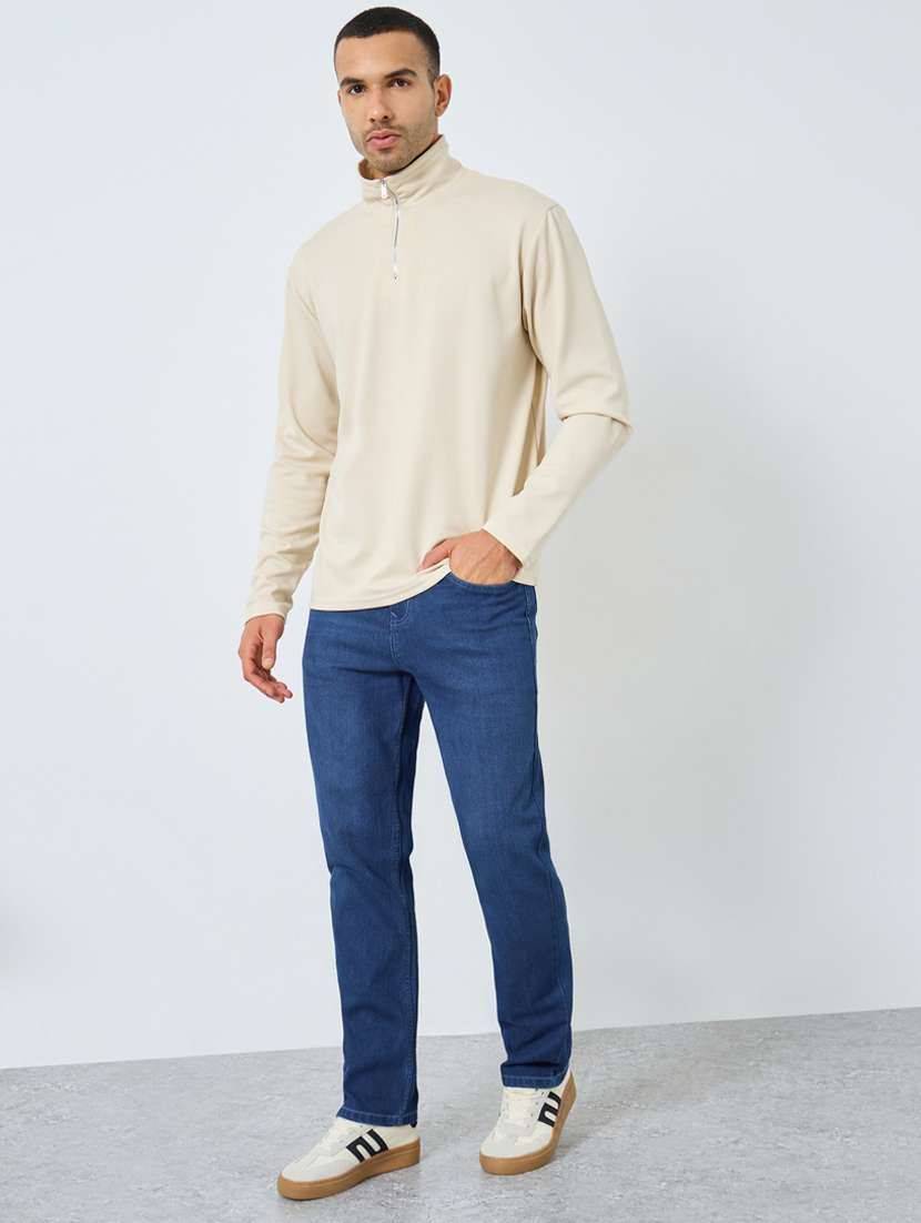 men plain mid rise full length relaxed fit jeans - 22397957 -  Standard Image - 3