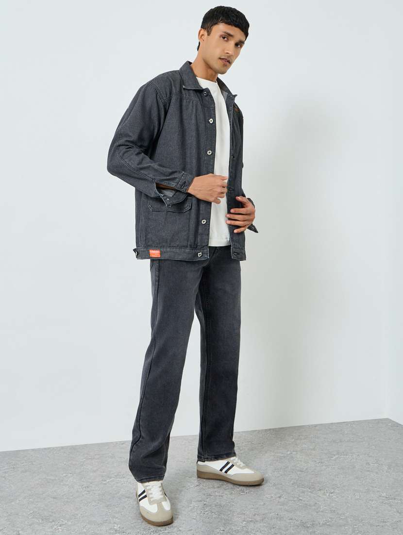 men plain mid rise full length straight jeans - 22397968 -  Standard Image - 3