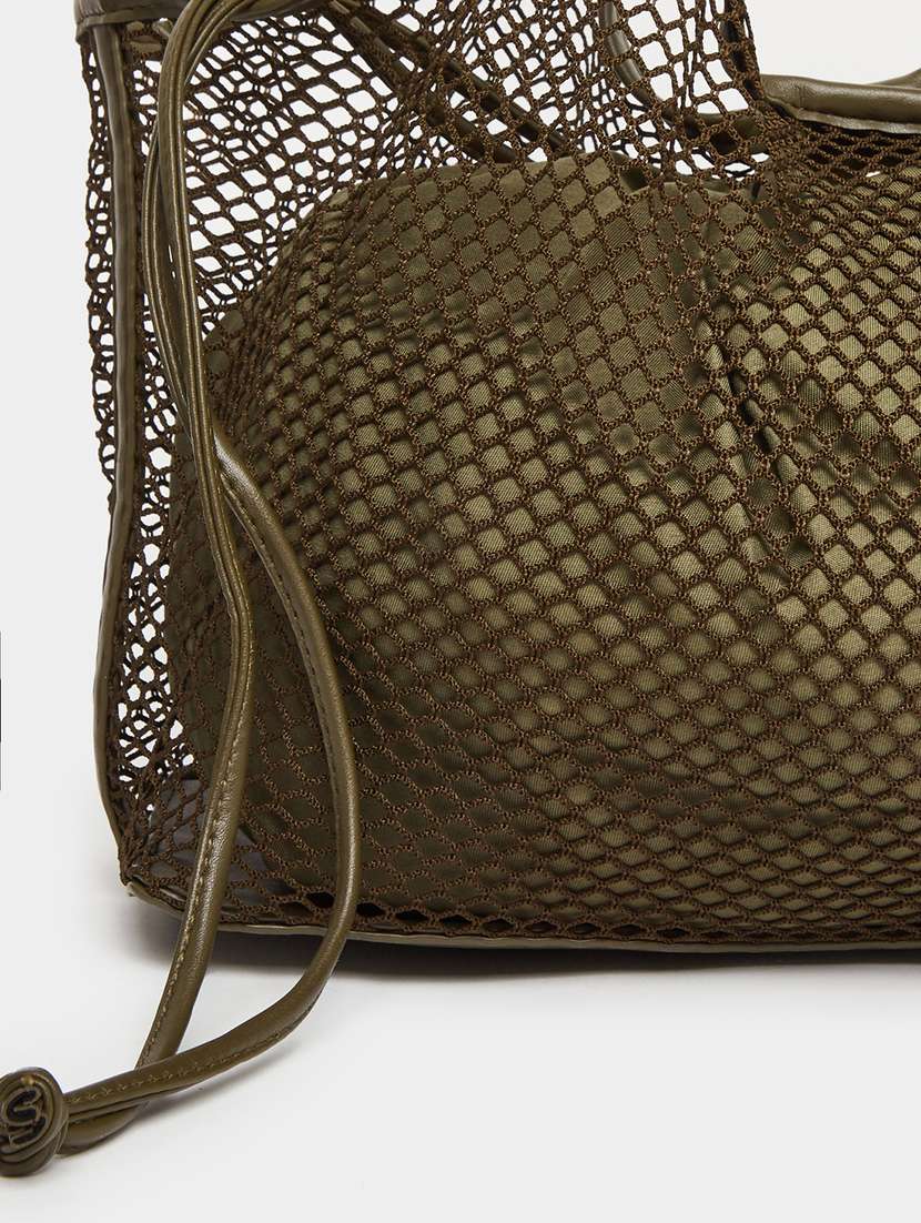women olive solid net tote - 22397997 -  Standard Image - 3