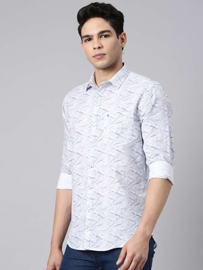 men printed long sleeve slim fit casual shirt - 22398052 -  Standard Image - 3