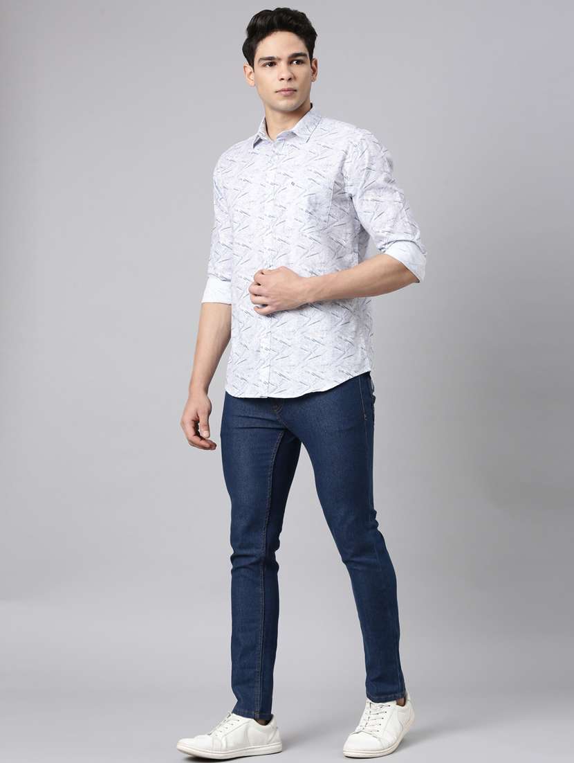 men printed long sleeve slim fit casual shirt - 22398052 -  Standard Image - 5