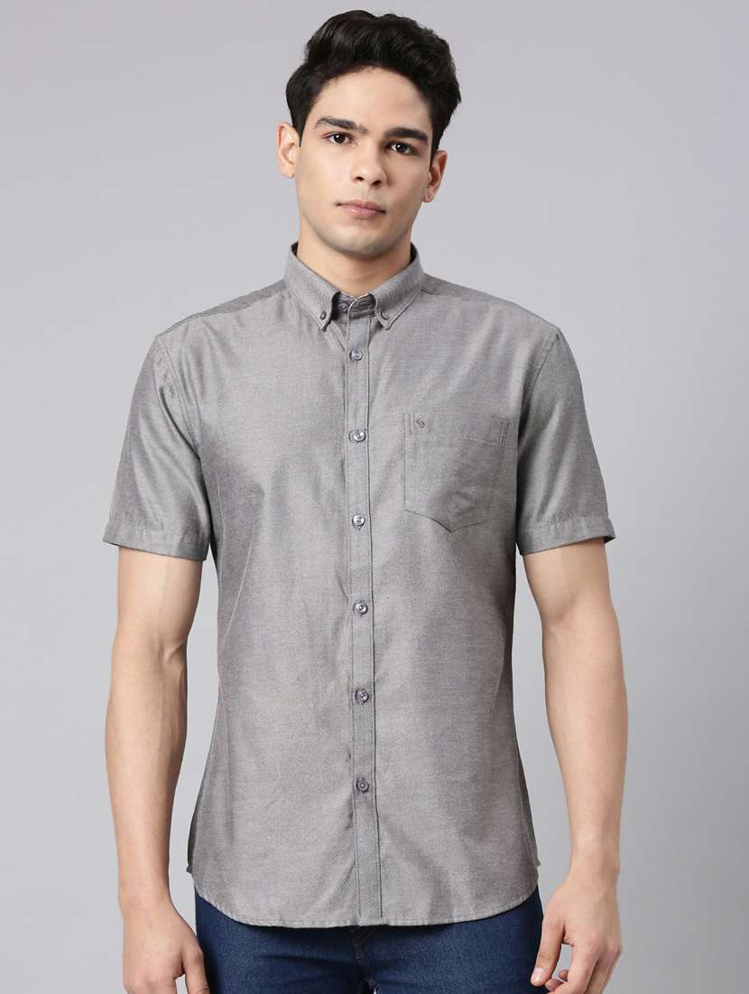 men solid short sleeve slim fit casual shirt