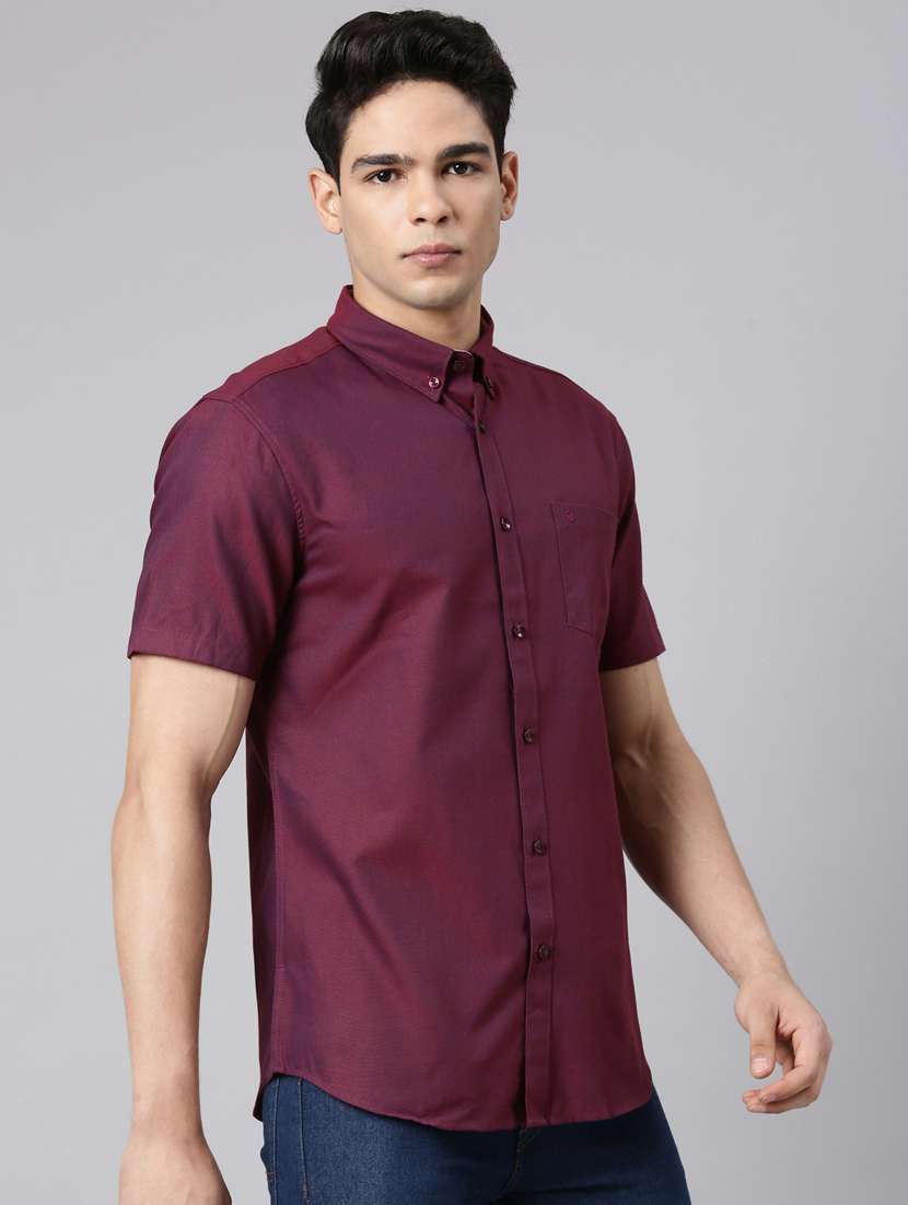 men solid short sleeve slim fit casual shirt - 22398055 -  Standard Image - 3