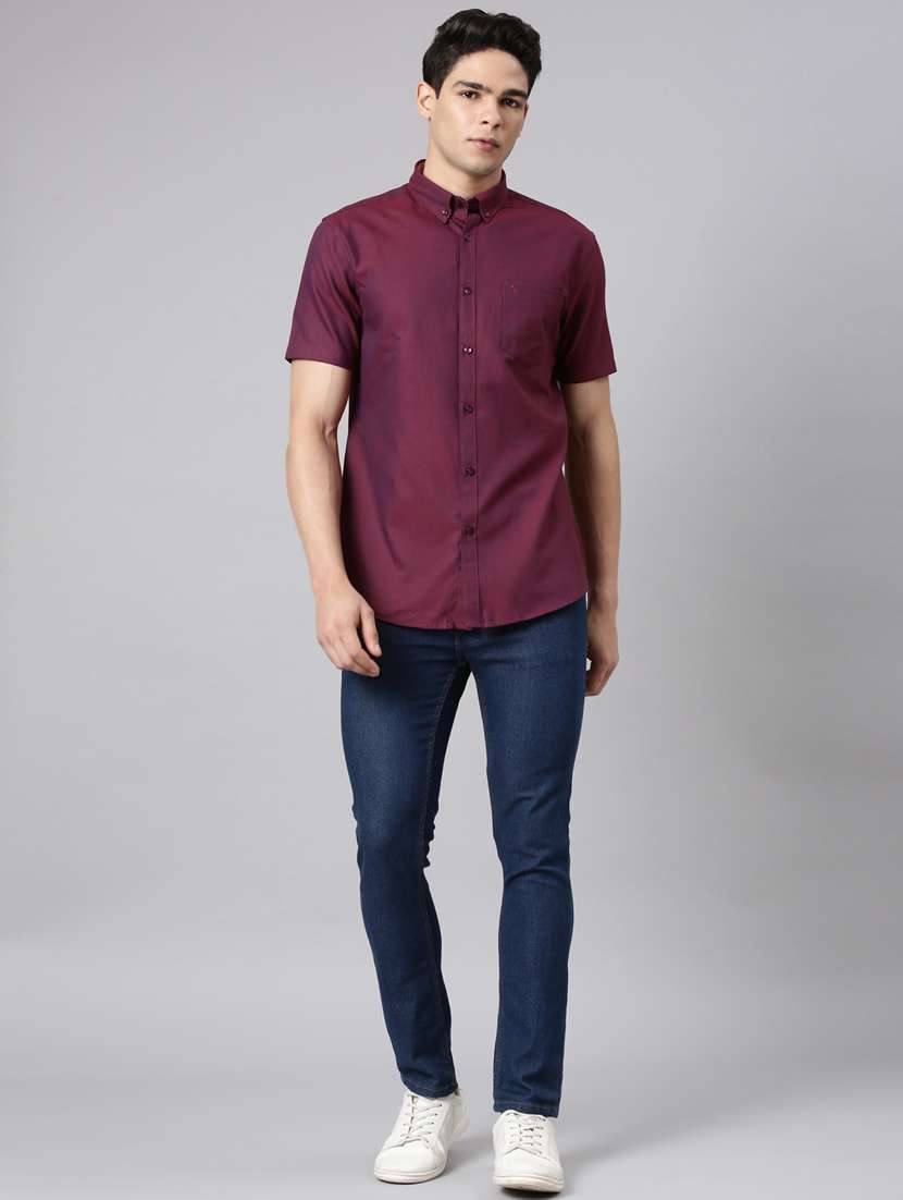 men solid short sleeve slim fit casual shirt - 22398055 -  Standard Image - 5