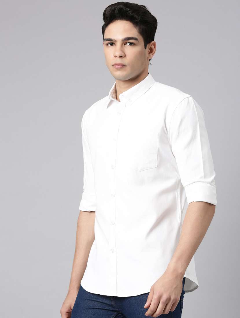 men solid long sleeve slim fit casual shirt - 22398073 -  Standard Image - 3