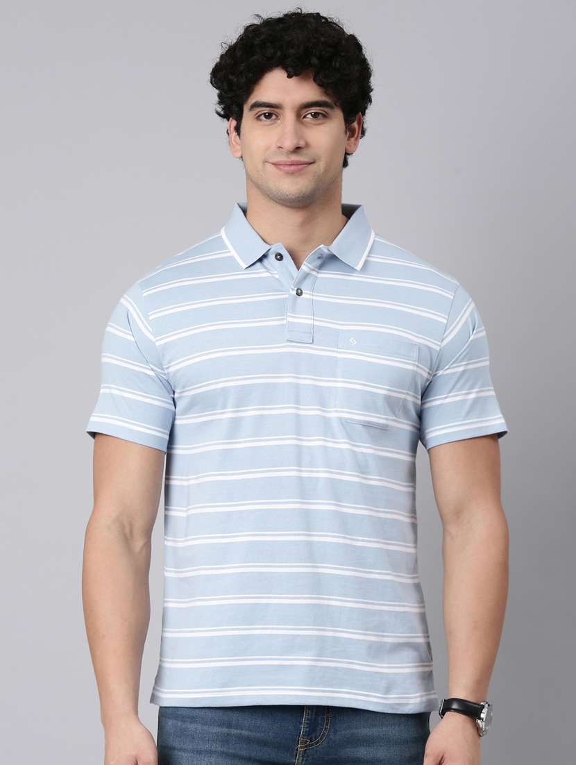 men striped short sleeve regular fit polo t-shirt