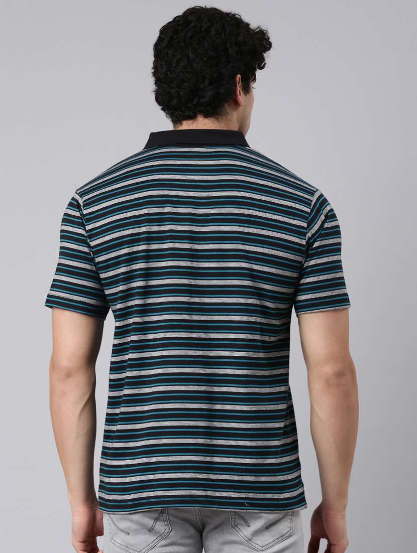 Men Striped Short Sleeve Regular Fit Polo T-shirt - 22398090 -  Standard Image - 3