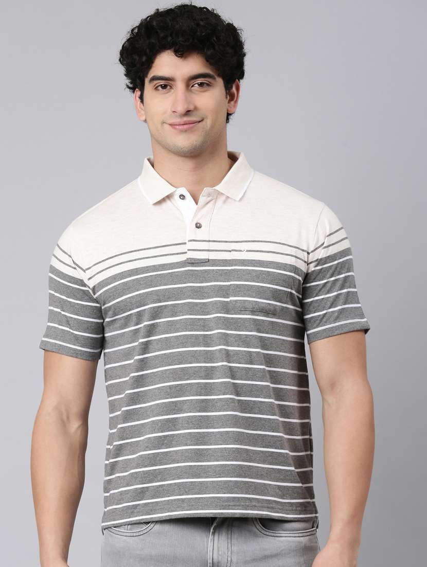 men striped short sleeve regular fit polo t-shirt