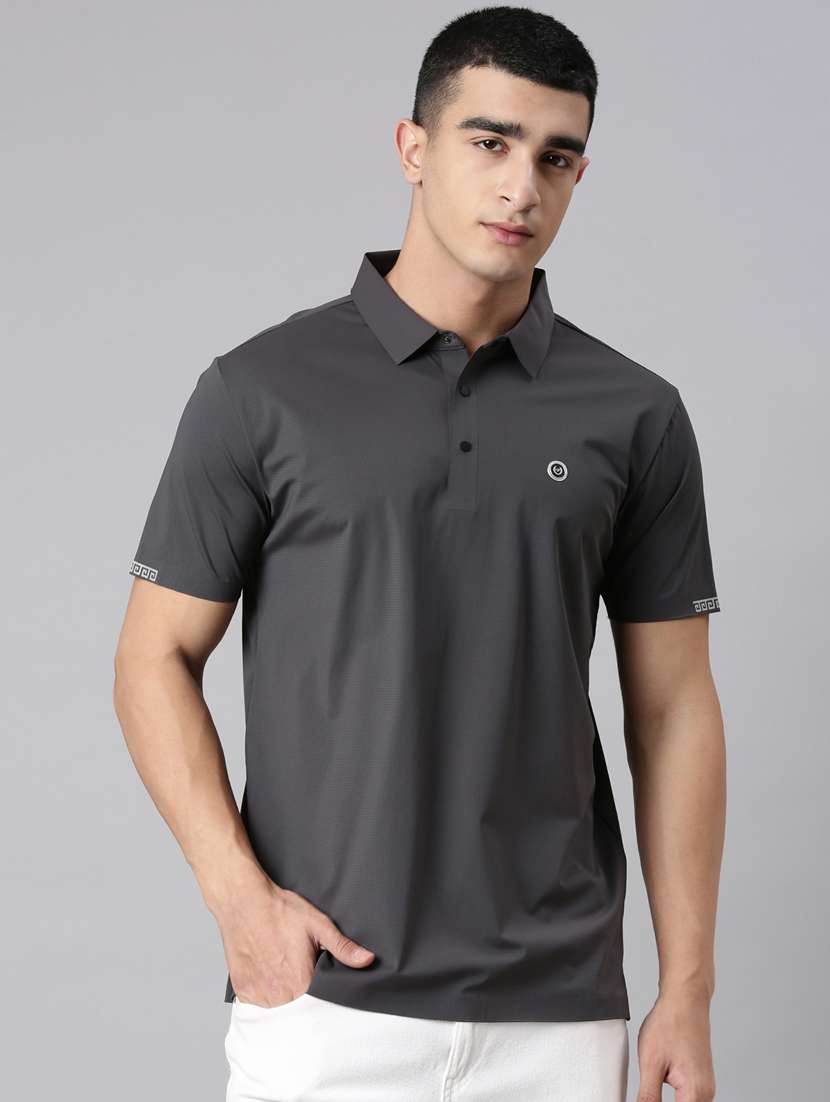 men solid short sleeve slim fit polo t-shirt