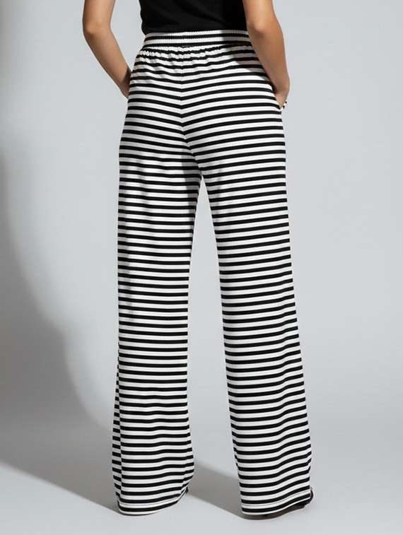 women striped high rise flared palazzo - 22398125 -  Standard Image - 3