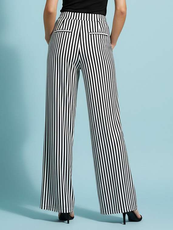 women striped high rise flared palazzo - 22398126 -  Standard Image - 3
