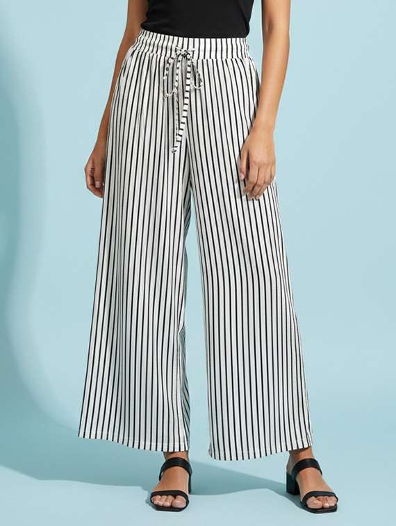 women striped high rise flared palazzo