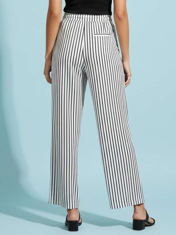 women striped high rise flared palazzo - 22398127 -  Standard Image - 3