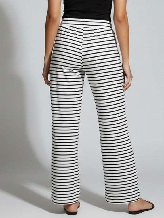 women striped high rise flared palazzo - 22398128 -  Standard Image - 3