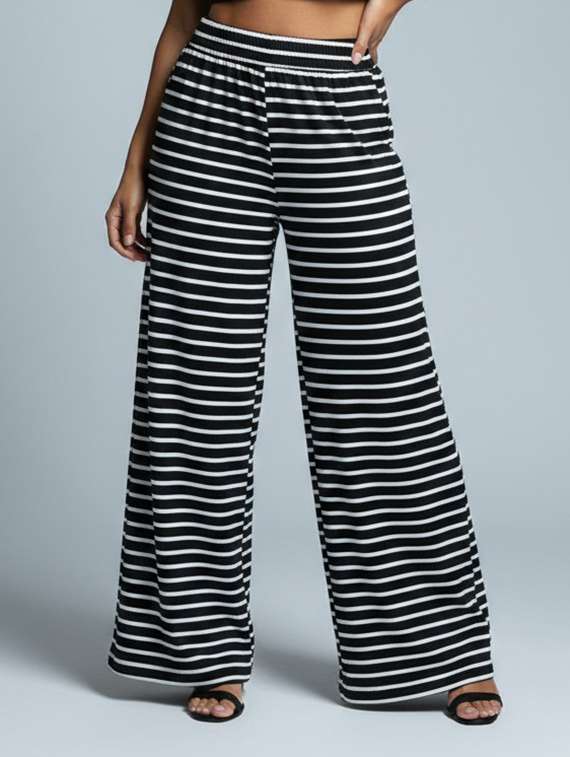 women striped high rise flared palazzo
