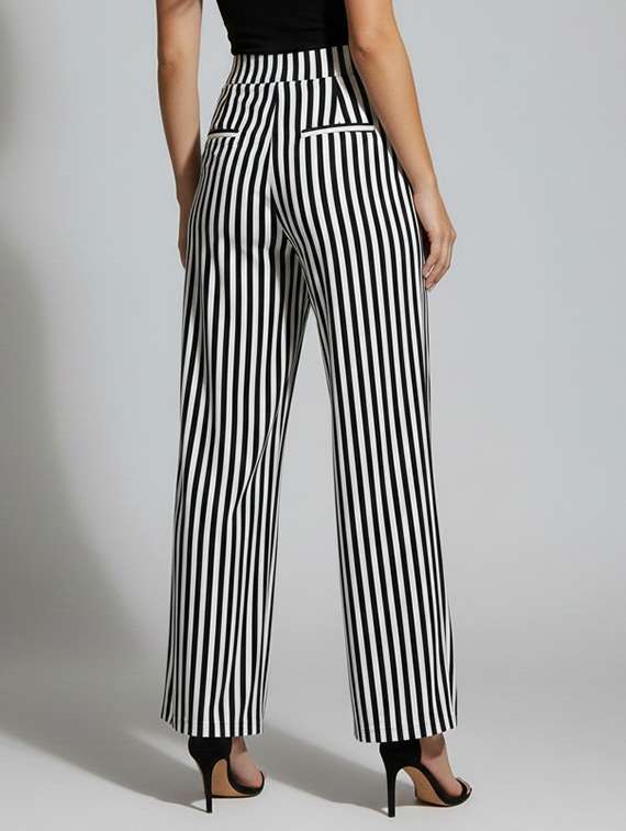 women striped high rise straight palazzo - 22398130 -  Standard Image - 3
