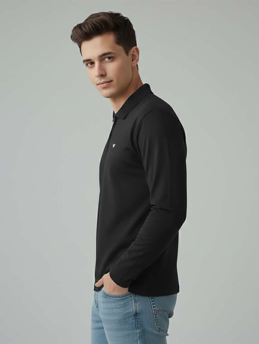 men solid long sleeve regular fit polo t-shirt - 22398902 -  Standard Image - 3
