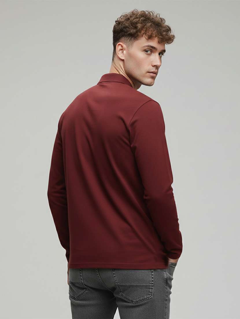 men solid long sleeve regular fit polo t-shirt - 22398905 -  Standard Image - 3