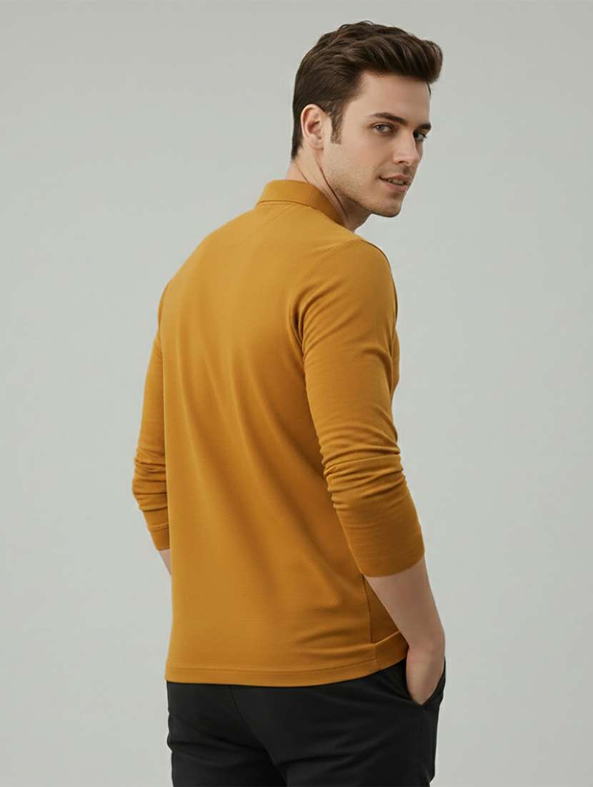men solid long sleeve regular fit polo t-shirt - 22398906 -  Standard Image - 3